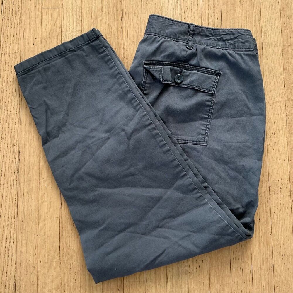 LOFT Pants Women's 8P Gray Crop Ankle Flap Pockets Cotton